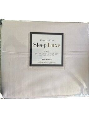Charter Club Sleep Luxe 800 Thread Count Cotton KING Sheet Set Wisteria